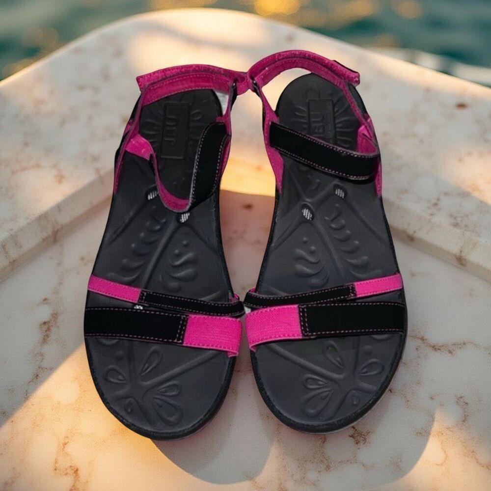 Jambu JBU Cyclone Flat Black/Pink Slip On Flip Flops Sandal Size 11